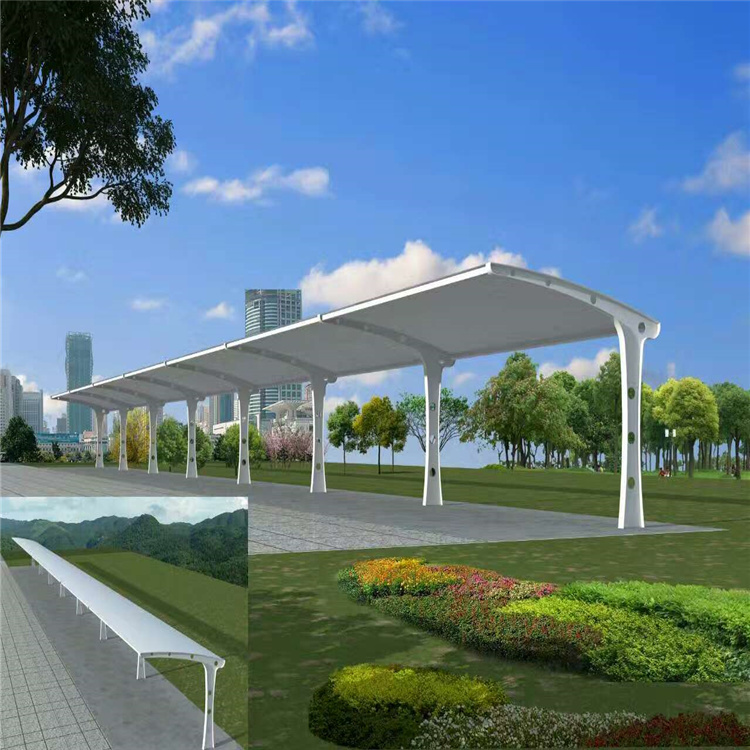 恒偉公園景觀棚 鋼膜結(jié)構(gòu)停車棚一站式解決方案，讓停車更智能、更美觀